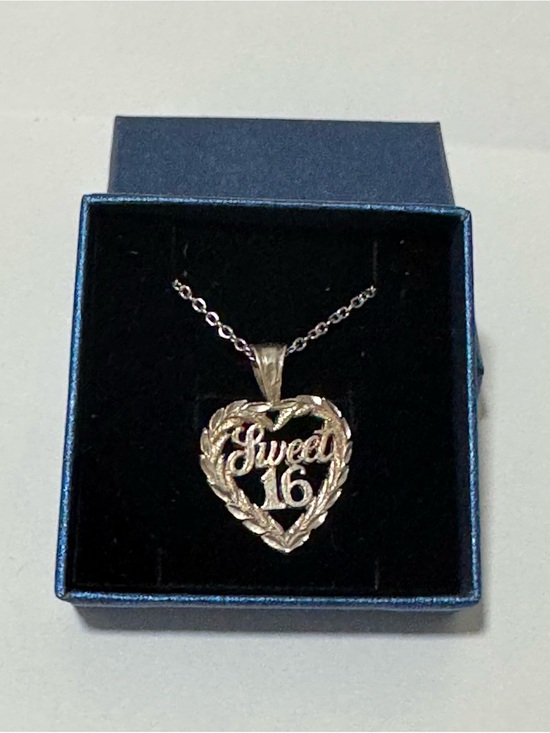 Jewelry - 925 Sterling Silver Sweet 16 Heart Pendant Charm